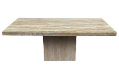 Midcentury Italian Post Modern Travertine Marble Rectangular Dining Table