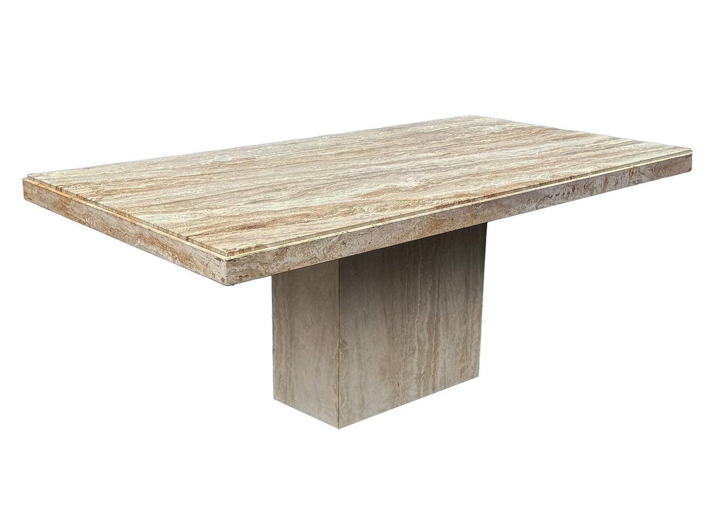 square travertine dining table