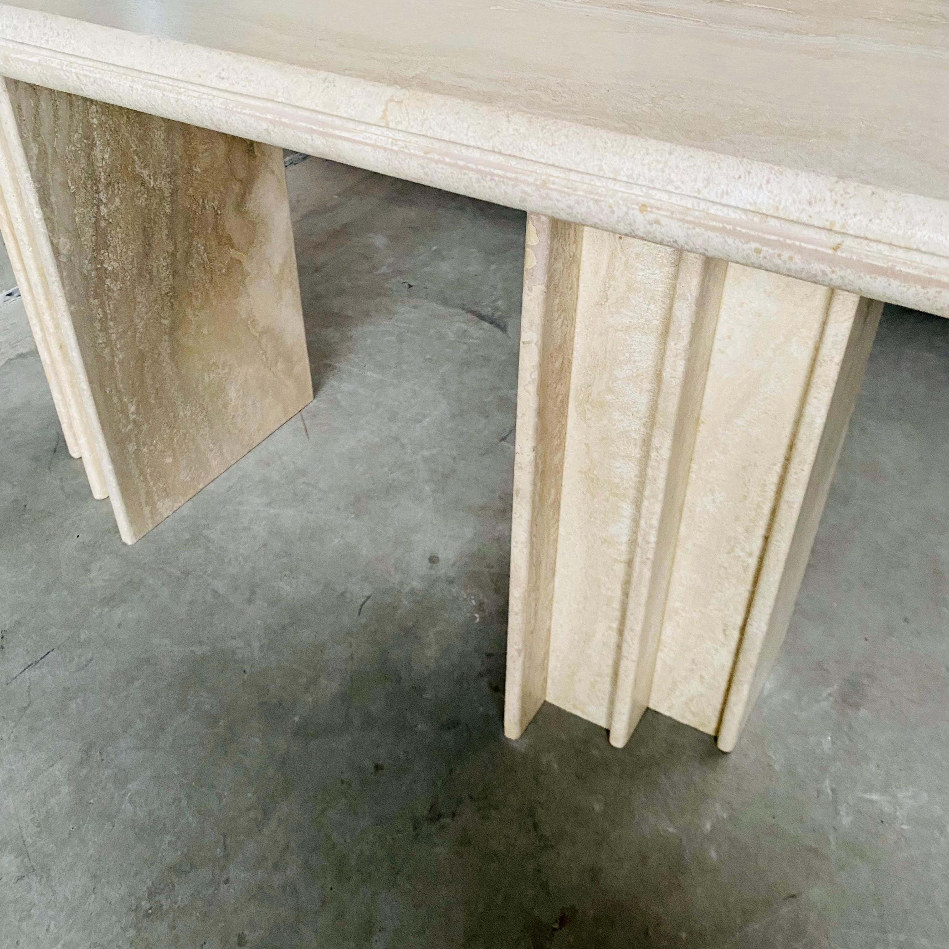 rectangular travertine dining table