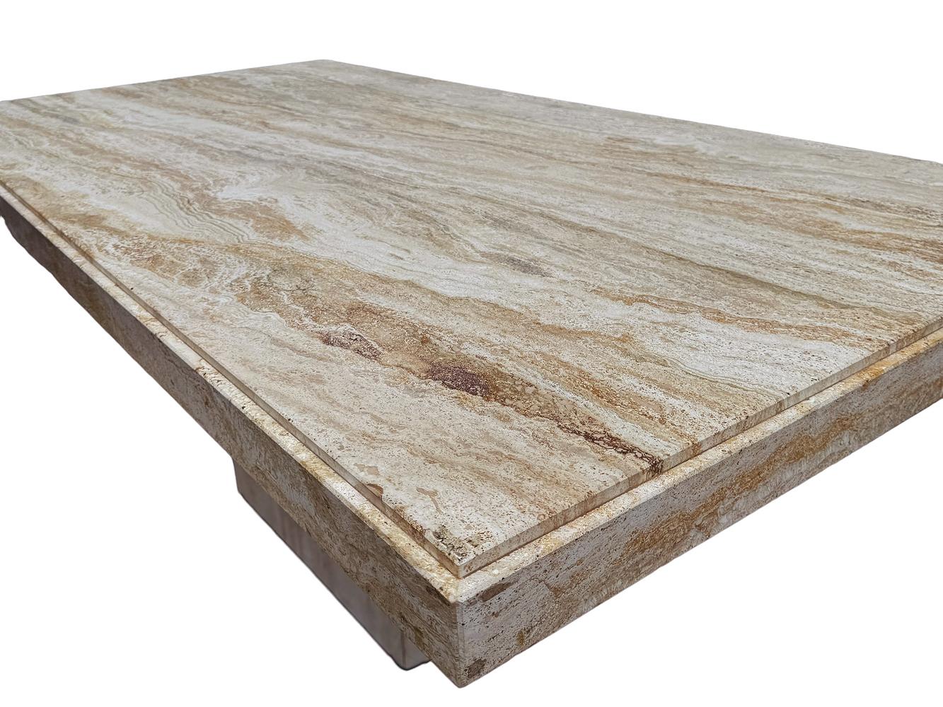 Post-Modern Midcentury Italian Post Modern Travertine Marble Rectangular Dining Table For Sale