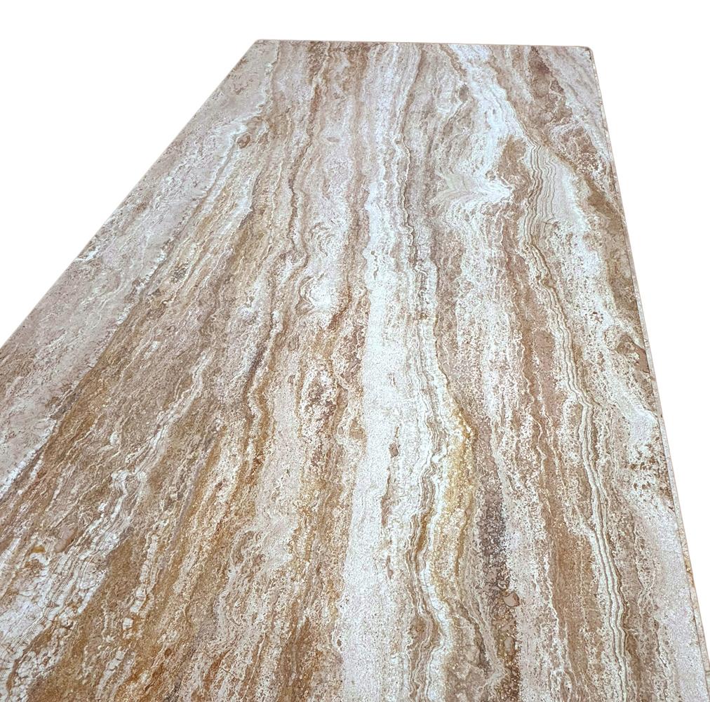 Midcentury Italian Post Modern Travertine Marble Rectangular Dining Table In Good Condition For Sale In Philadelphia, PA
