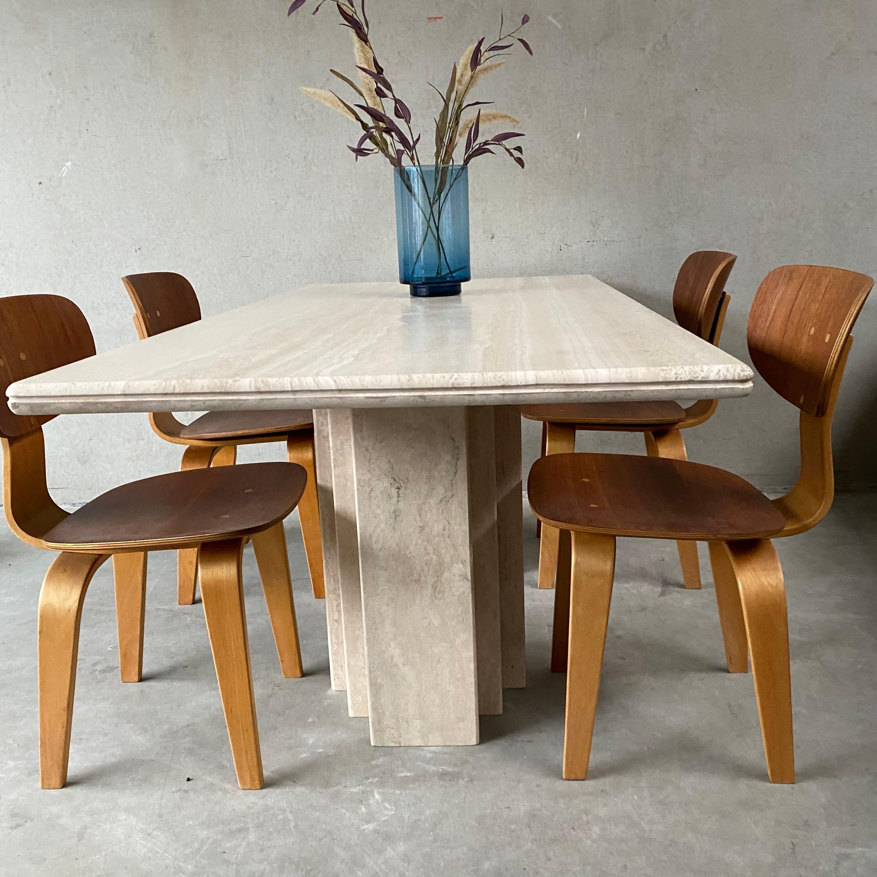 Mid-Century Modern Midcentury Italian Post Modern Travertine Marble Rectangular Dining Table For Sale
