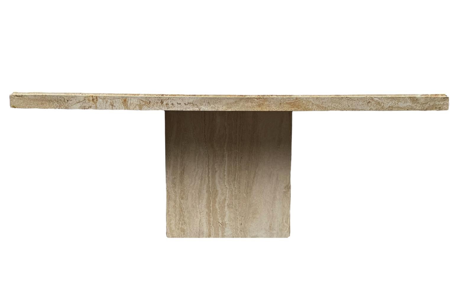 Midcentury Italian Post Modern Travertine Marble Rectangular Dining Table For Sale 1