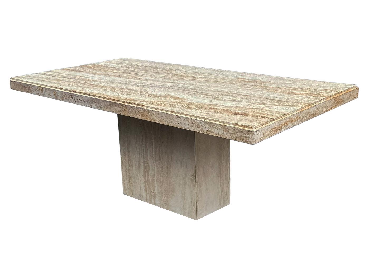 Midcentury Italian Post Modern Travertine Marble Rectangular Dining Table For Sale 2