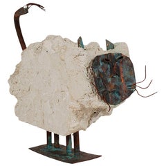 Scultura di gatto da tavolo o da terra in calcestruzzo postmoderno del Medioevo italiano