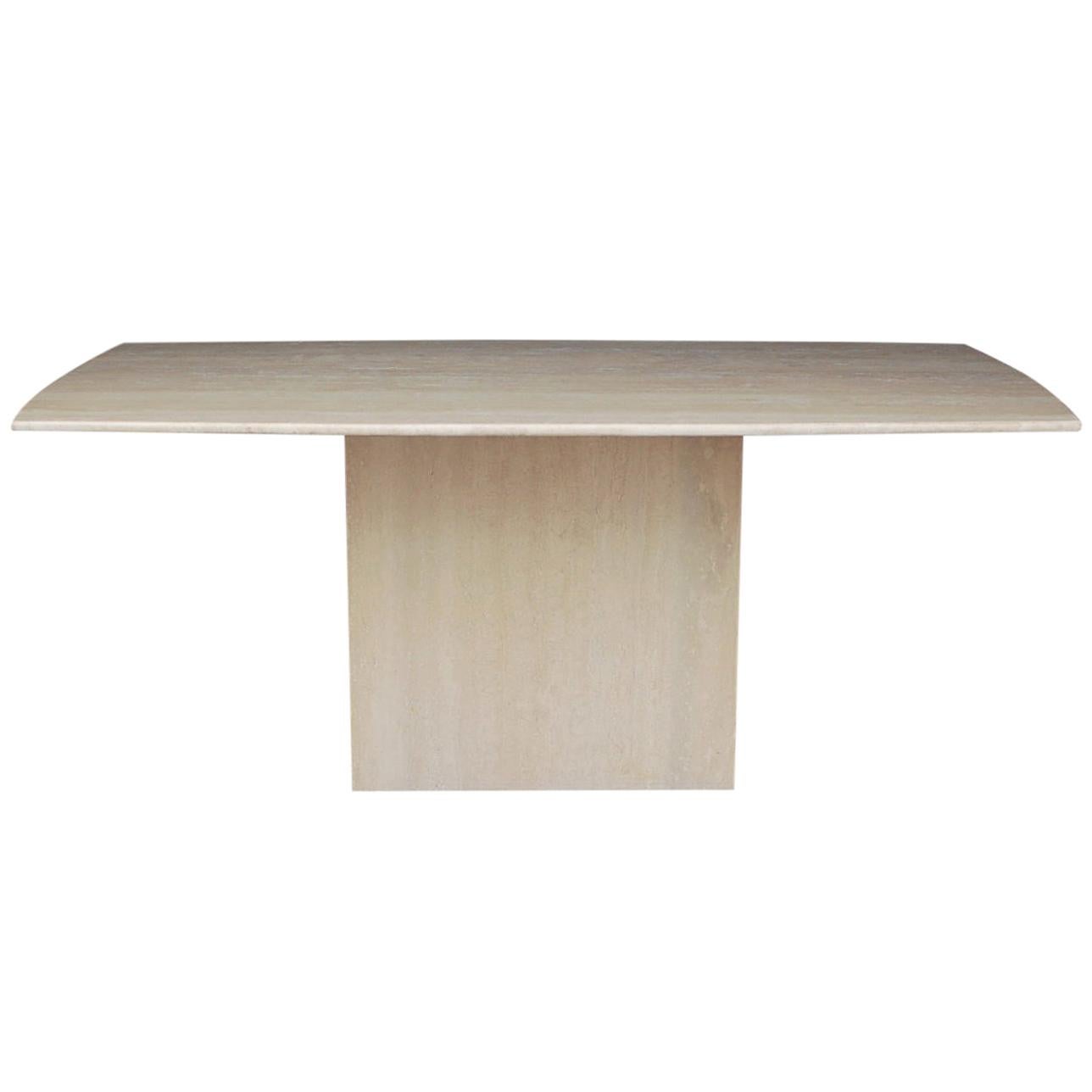 Midcentury Italian Postmodern Rectangular Dining Table in Travertine Marble