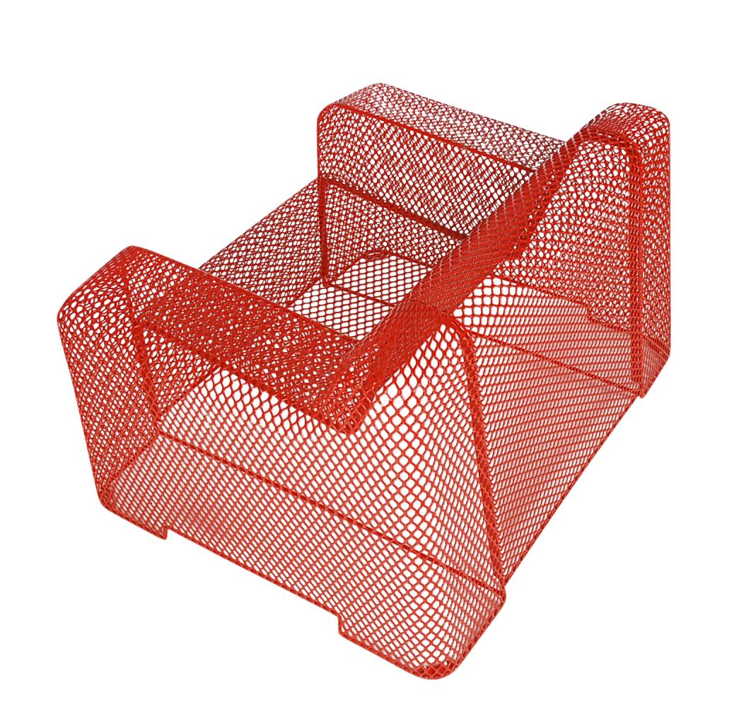 Post-Modern Midcentury Italian Postmodern Red Mesh Wire Indoor Outdoor Patio Lounge Chairs