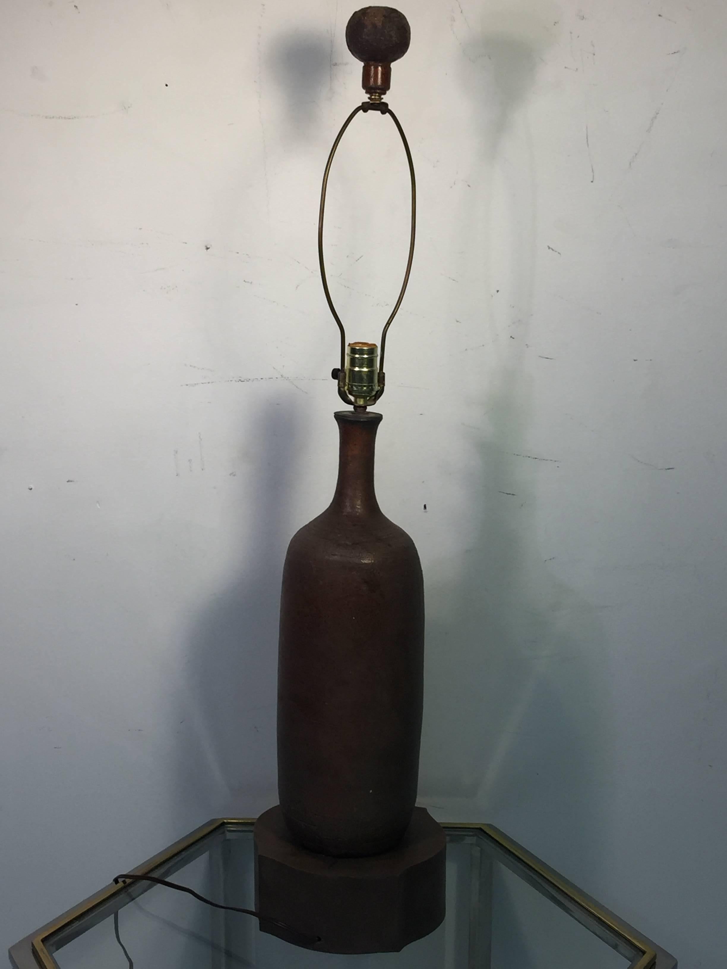 Glass Midcentury Italian Pottery Lamp by Aldo Londi for Bitossi For Sale