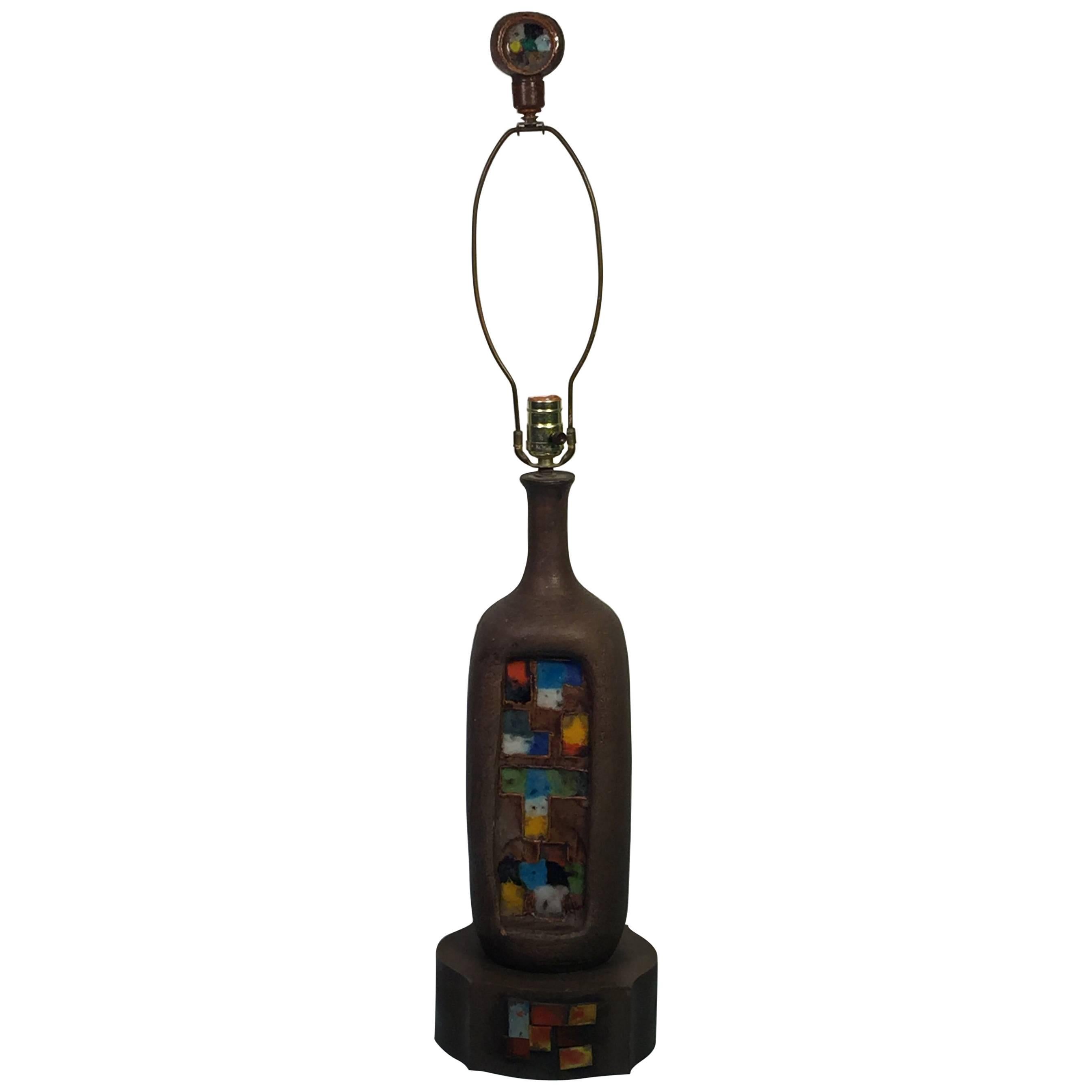 Midcentury Italian Pottery Lamp by Aldo Londi for Bitossi For Sale