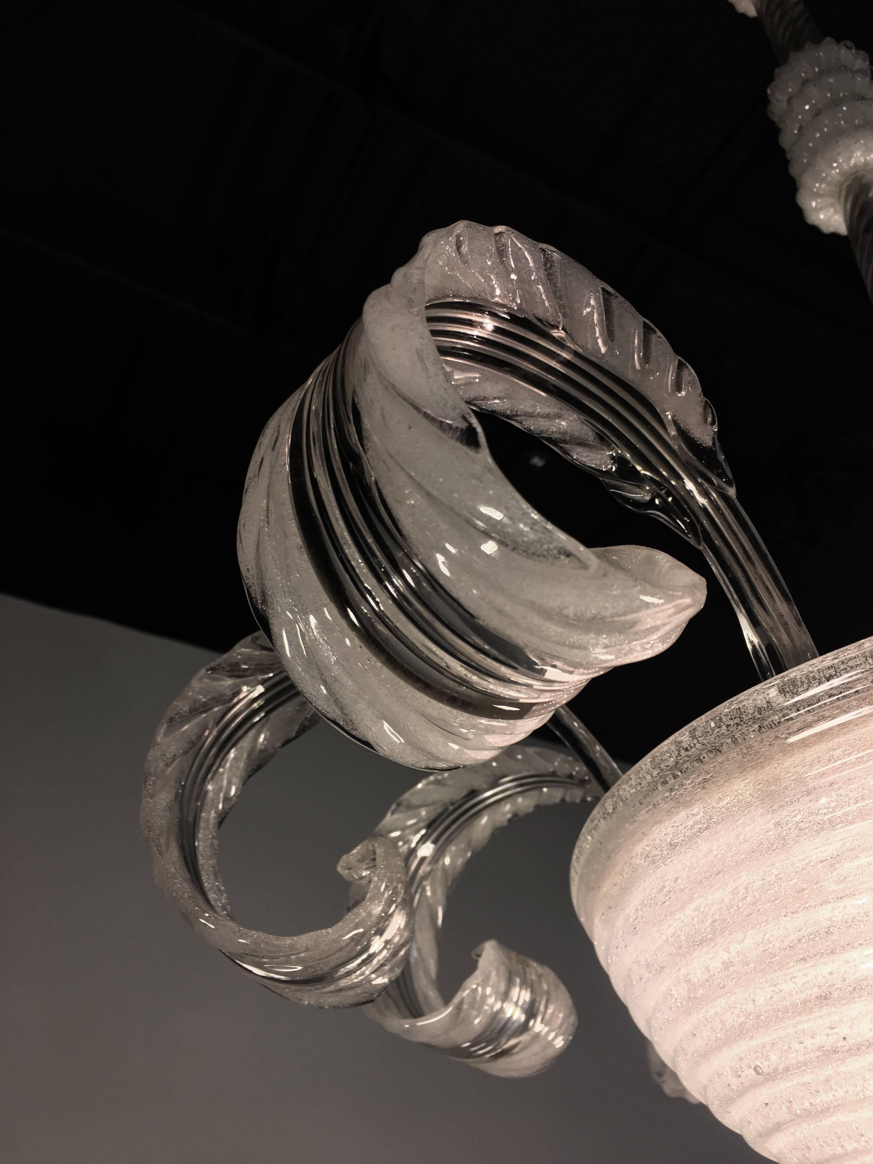 Lampadario italiano di metà secolo in vetro Pulegoso di Barovier & Toso, Murano, 1940 in vendita 7