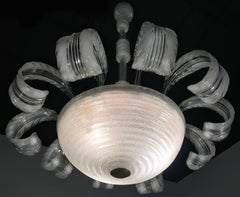 Araña de cristal Pulegoso italiano de mediados de siglo de Barovier & Toso, Murano, 1940