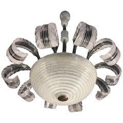 Midcentury Italian Pulegoso Glass Chandelier by Barovier & Toso, Murano, 1940