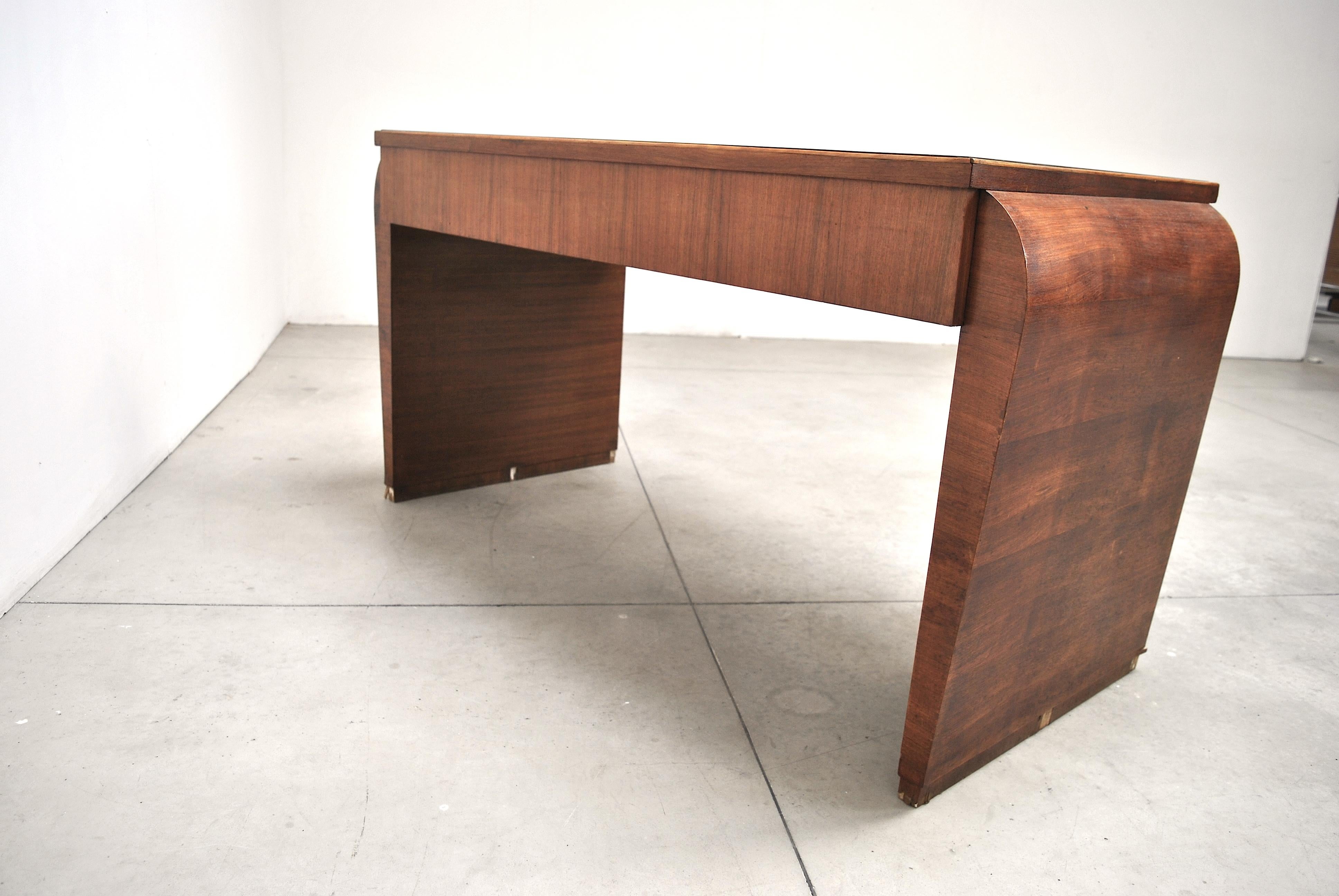 Midcentury Italian Rationalist Writing Table with Brass Finishes, 1930s 3