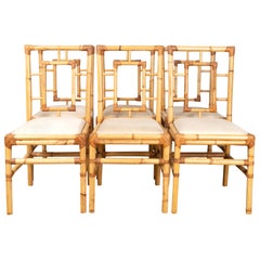 Midcentury Italian Rattan and Bamboo Dining Chairs by Dal Vera, circa 1960