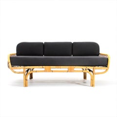 Midcentury Italian Rattan Sofa Bed, 1950s