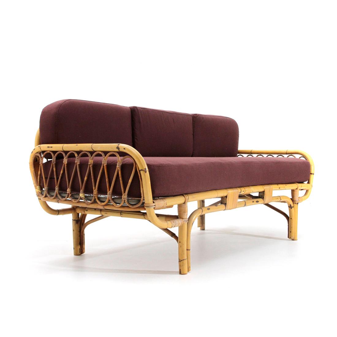 Mid-Century Modern Midcentury Italian Rattan Sofa Bed, 1950s