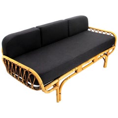 Midcentury Italian Rattan Sofa Bed, 1950s