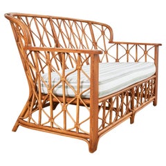 Midcentury Italian Rattan Wicker Organic Modern Settee