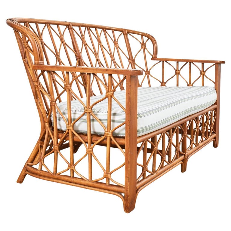 Midcentury Italian Rattan Wicker Organic Modern Settee For Sale at 1stDibs
