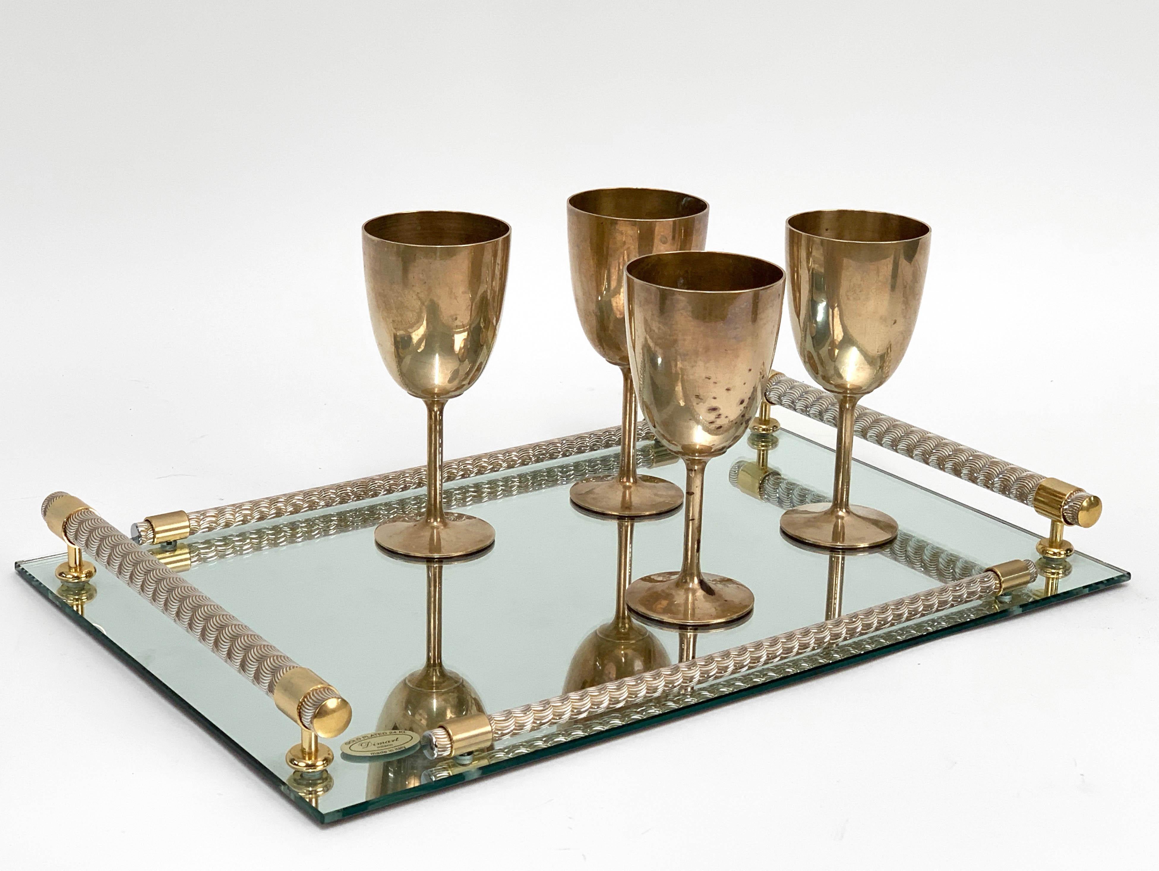 Midcentury Italian Regency Solid Brass Chalices, 1980s For Sale 5