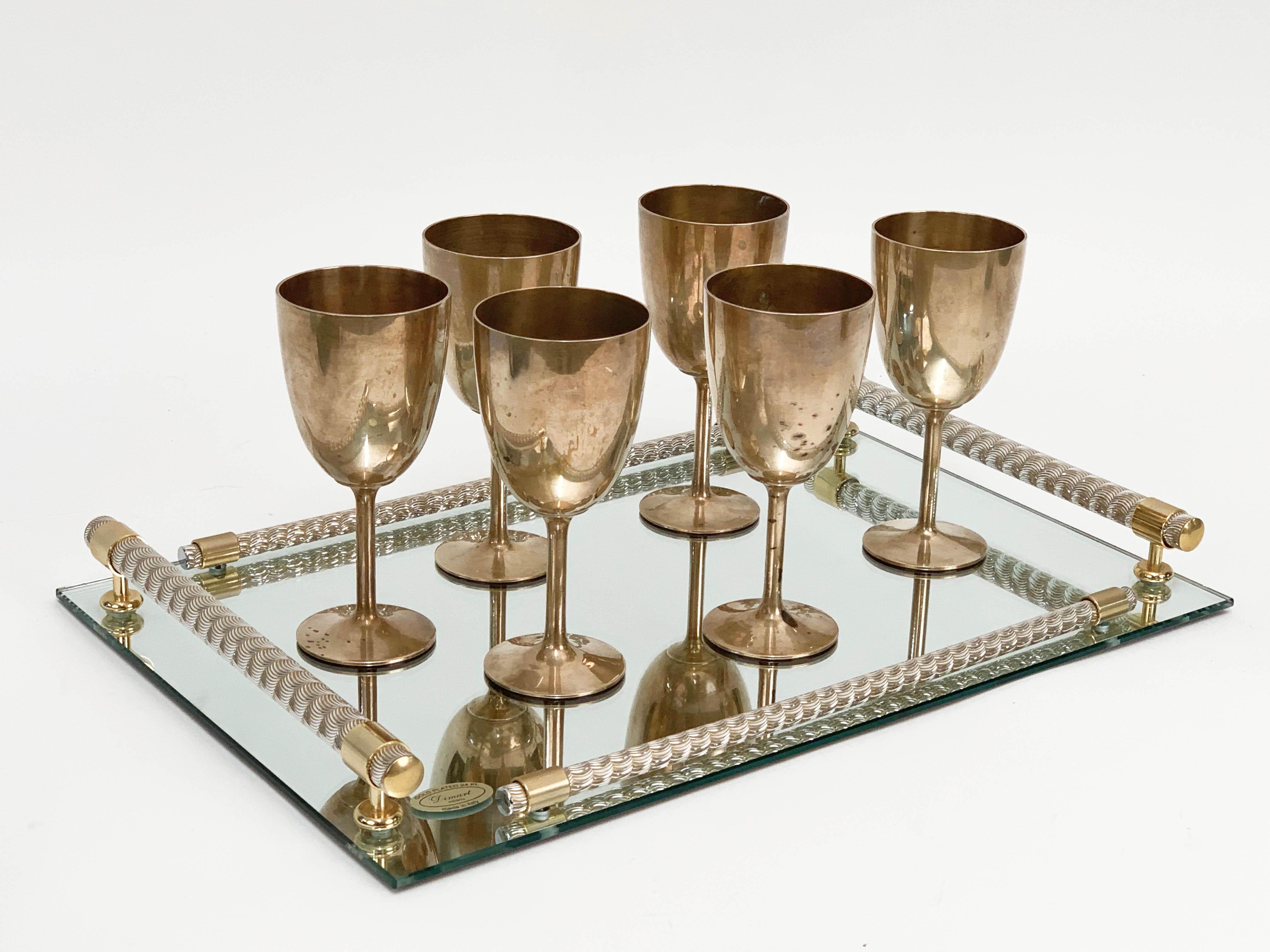 Midcentury Italian Regency Solid Brass Chalices, 1980s For Sale 6