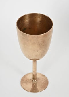 Midcentury Italian Regency Solid Brass Chalices, 1980s