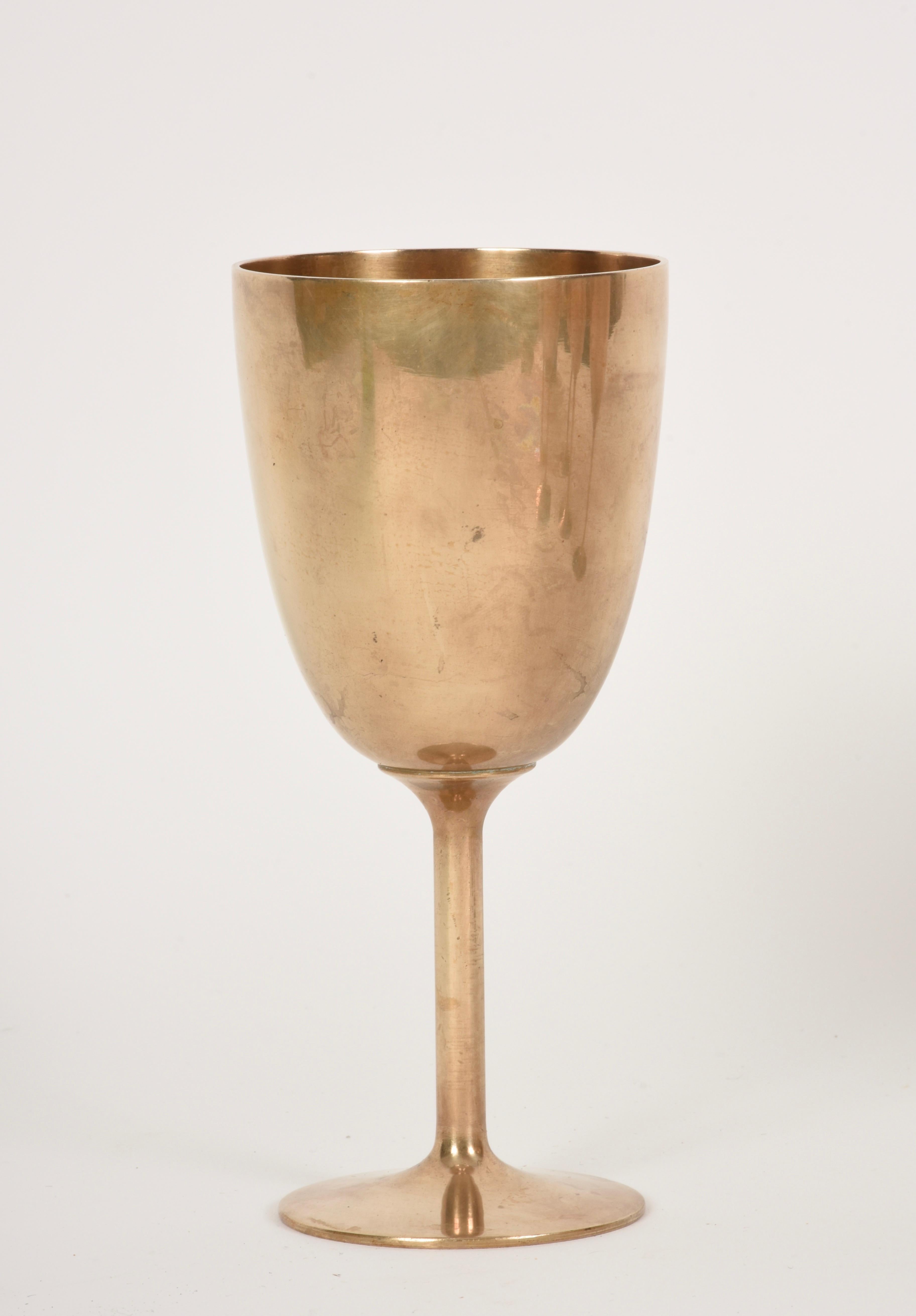 Midcentury Italian Regency Solid Brass Chalices, 1980s In Good Condition For Sale In Roma, IT