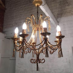 Midcentury Italian Rope and Tassel Chandelier