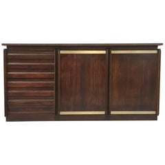 Midcentury Italian Rosewood and Brass Credenza, 1960s