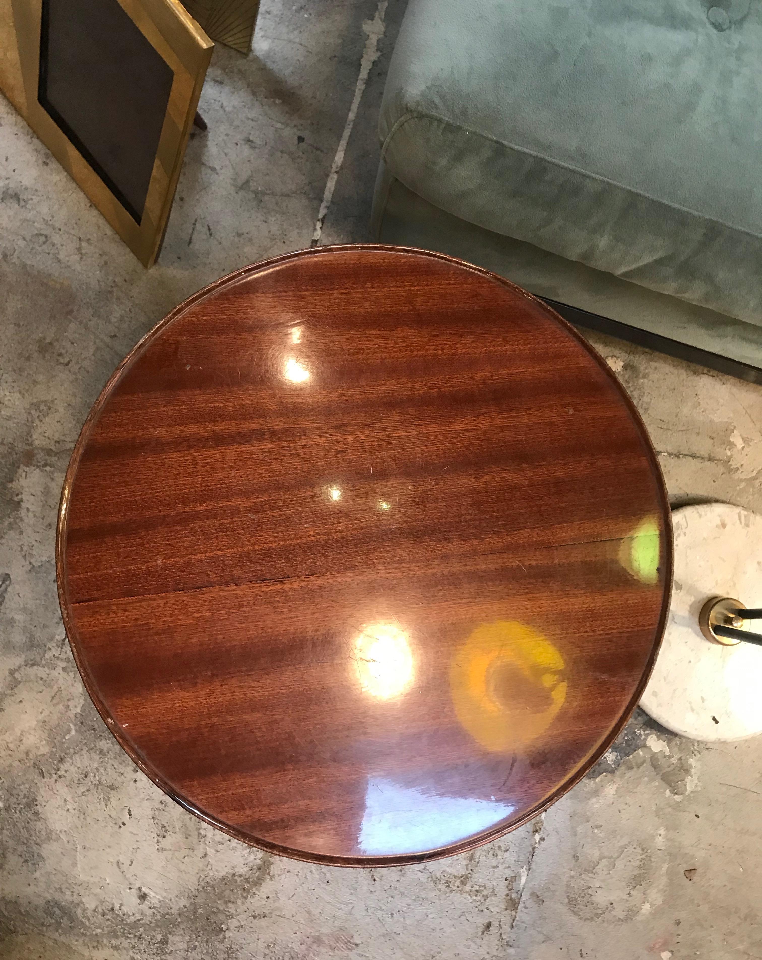 Mid-Century Modern Midcentury Italian Round Coffee/Side Table in Wood and Brass, 1960s