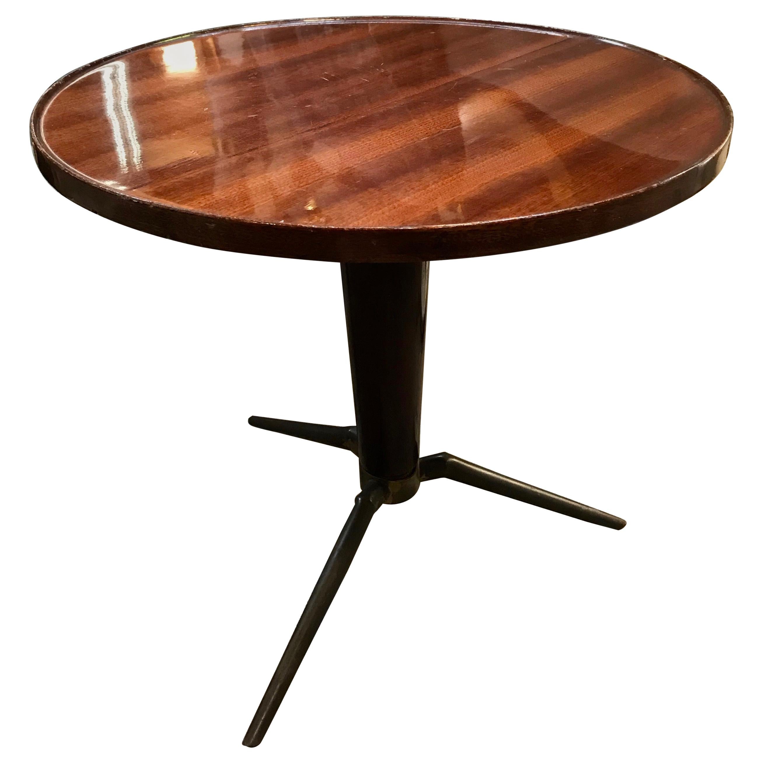 Midcentury Italian Round Coffee/Side Table in Wood and Brass, 1960s