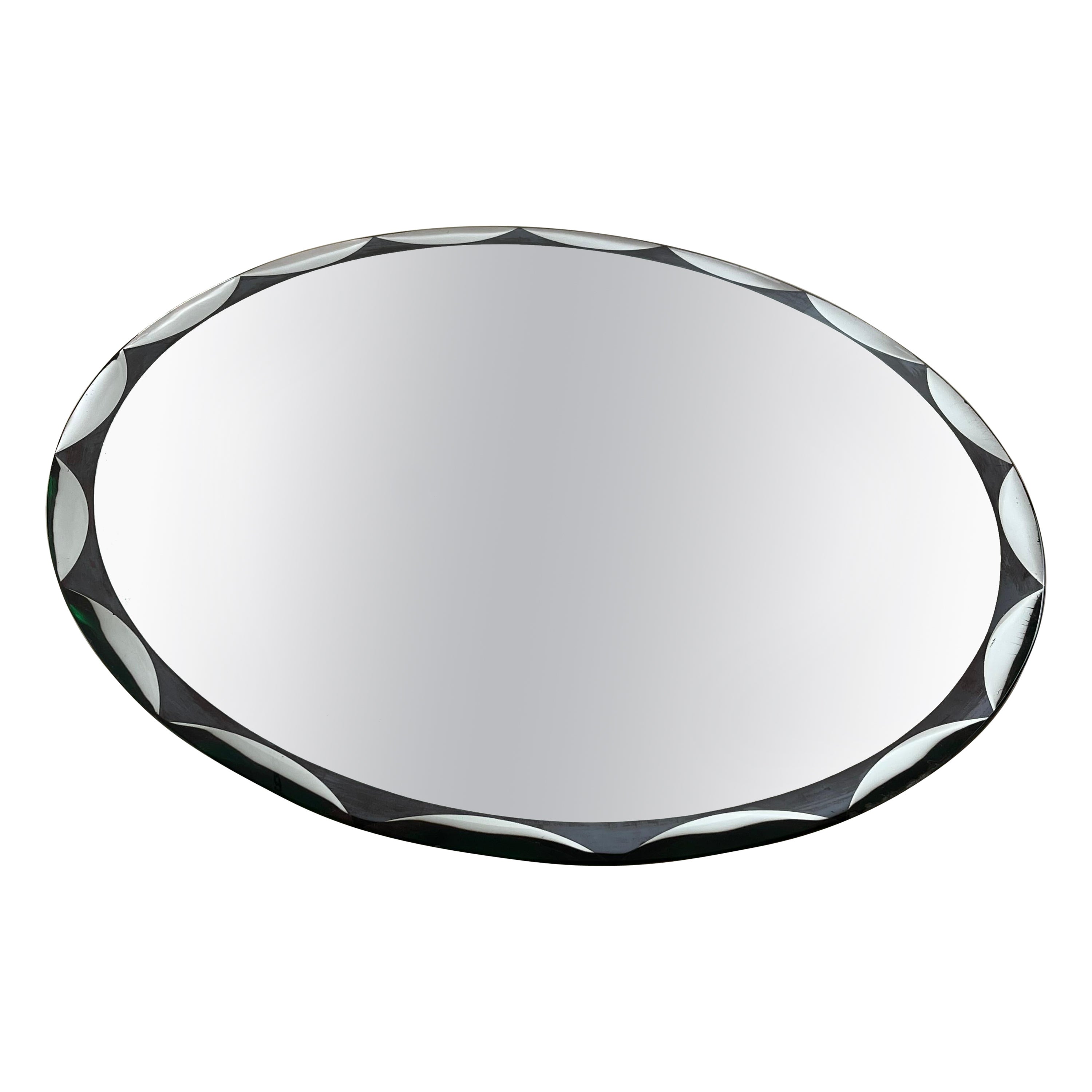 Italien du milieu du siècle  Miroir rond Metalvetro Galvorame, années 1960