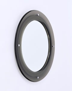 Midcentury Italian Round Mirror with Beveled Smoked Glass by Sena Cristal, 1970s