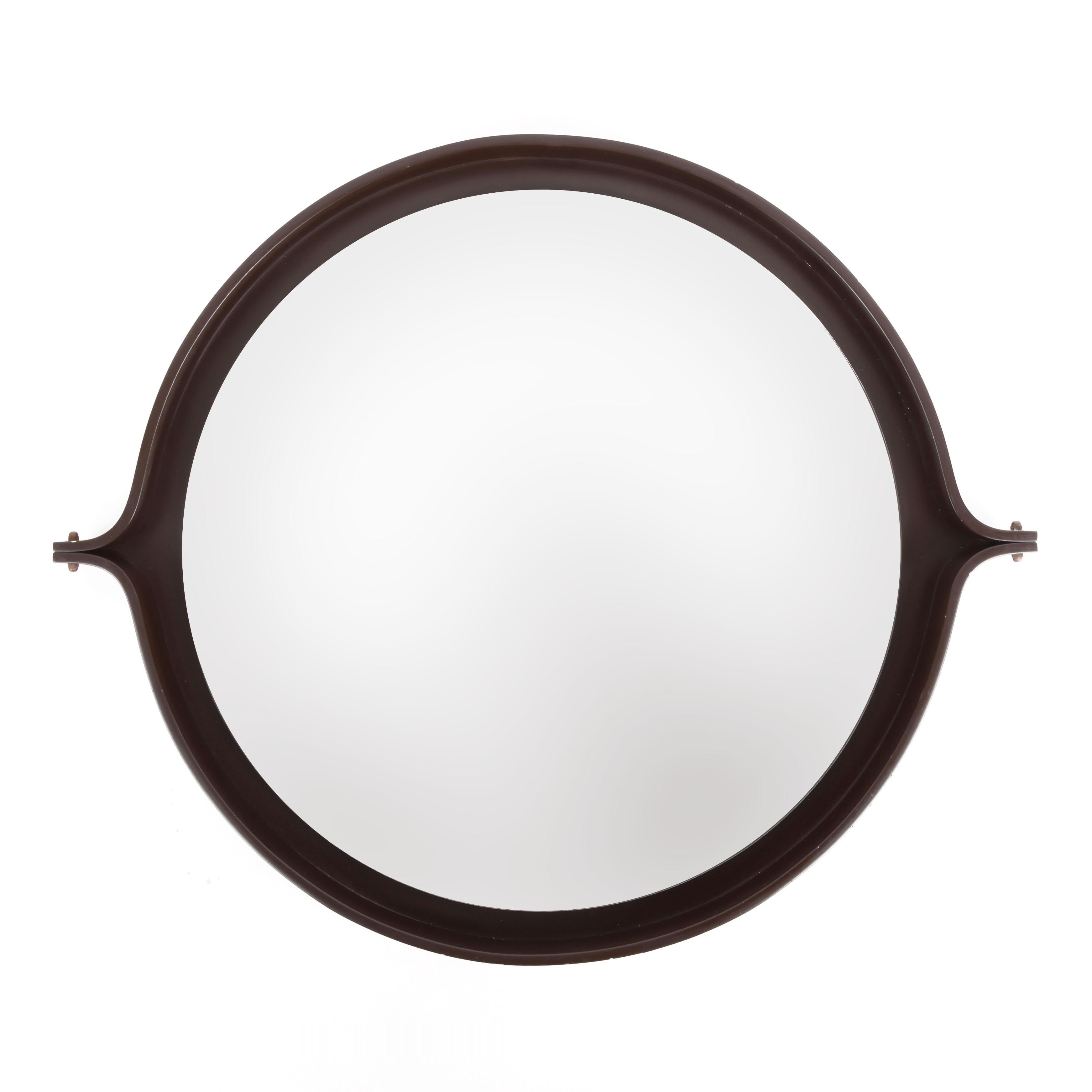 dark wood round mirror