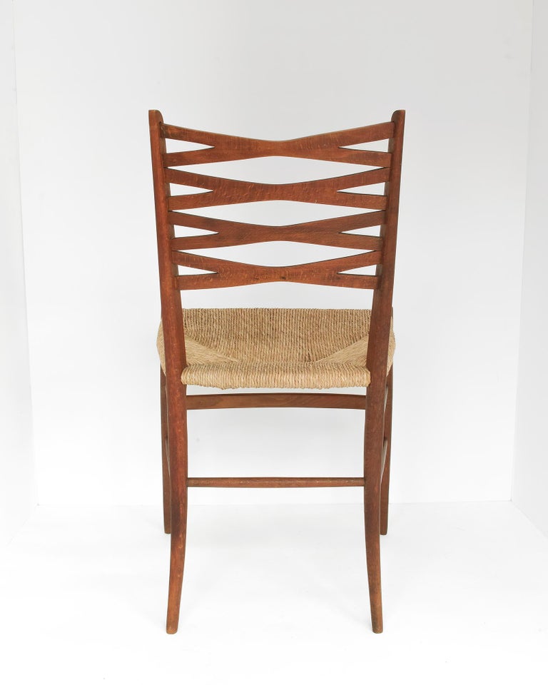 Midcentury Italian Rush Seat Chair at 1stDibs