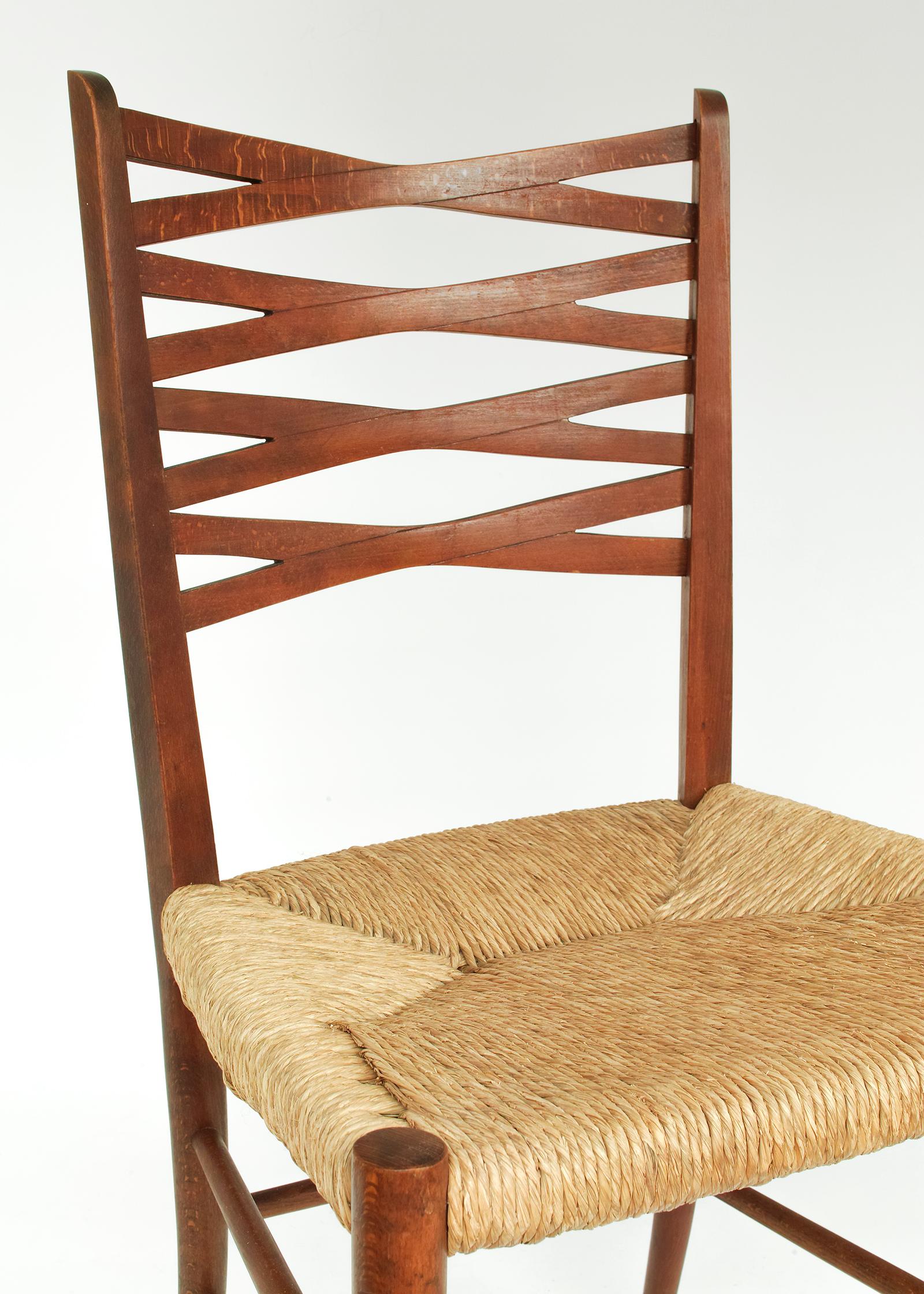 Mid-Century Modern Midcentury Italian Rush Seat Chair