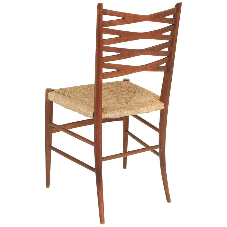 Midcentury Italian Rush Seat Chair at 1stDibs