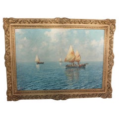 Paesaggio marino italiano di metà secolo firmato da Giuseppe Cavalleri