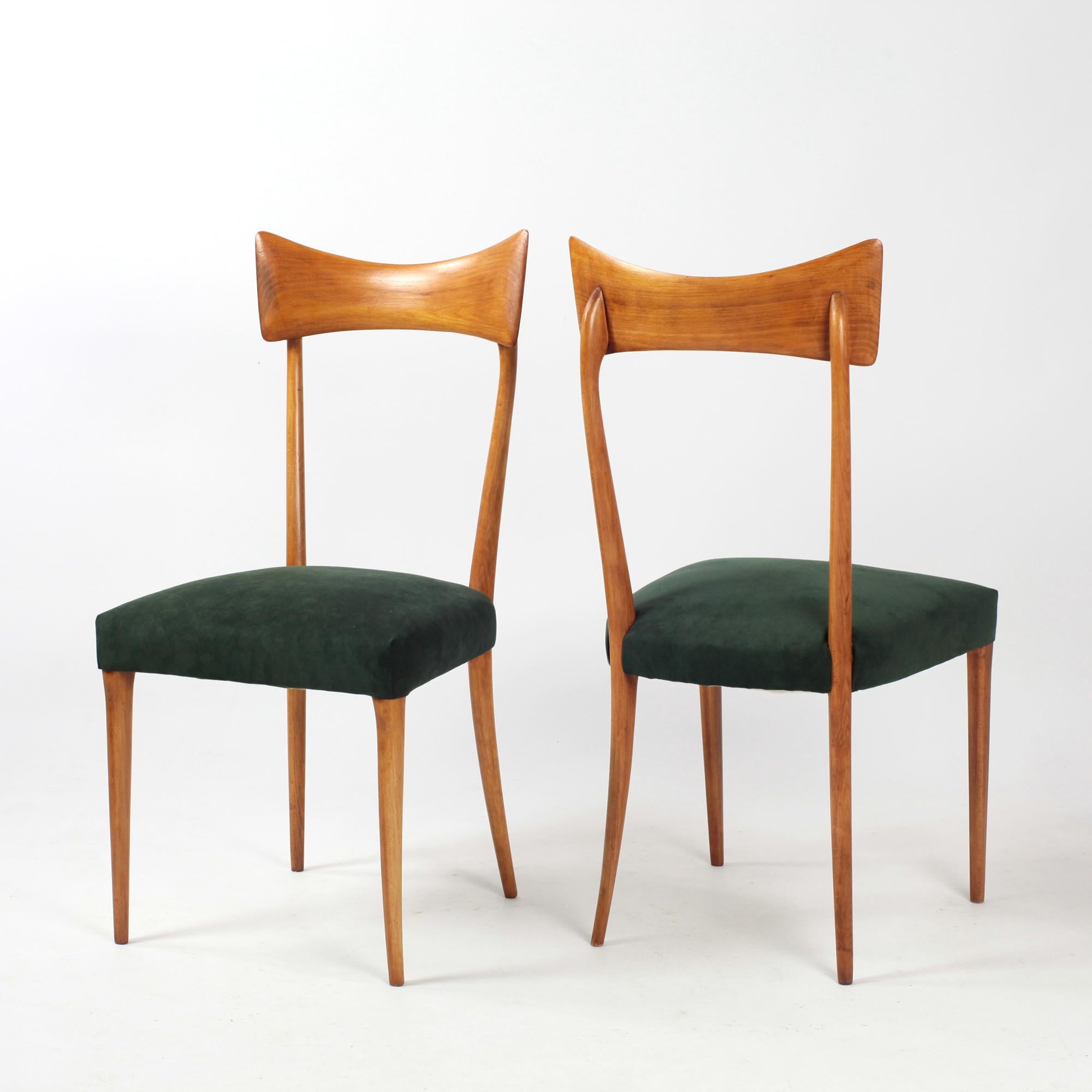 Midcentury Italian Set of 6 Dining Chairs Attributed to Ico Parisi  In Good Condition In Saint  Ouen, FR