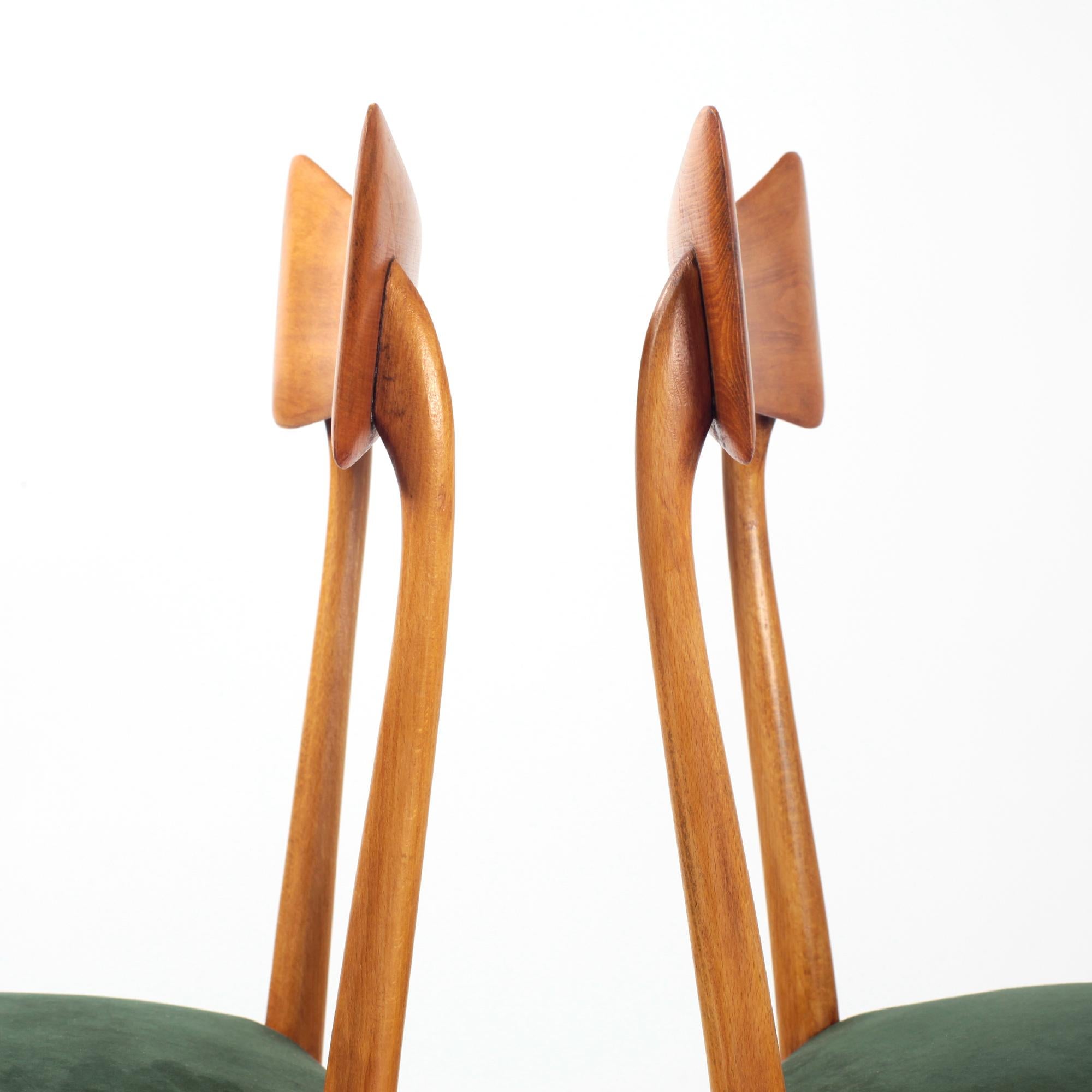 Mid-20th Century Midcentury Italian Set of 6 Dining Chairs Attributed to Ico Parisi 