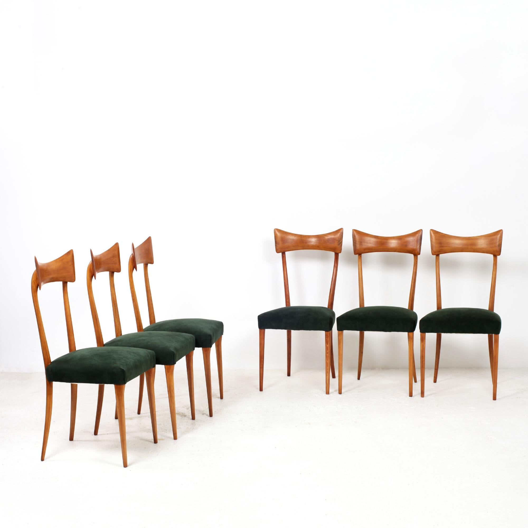 Midcentury Italian Set of 6 Dining Chairs Attributed to Ico Parisi  2