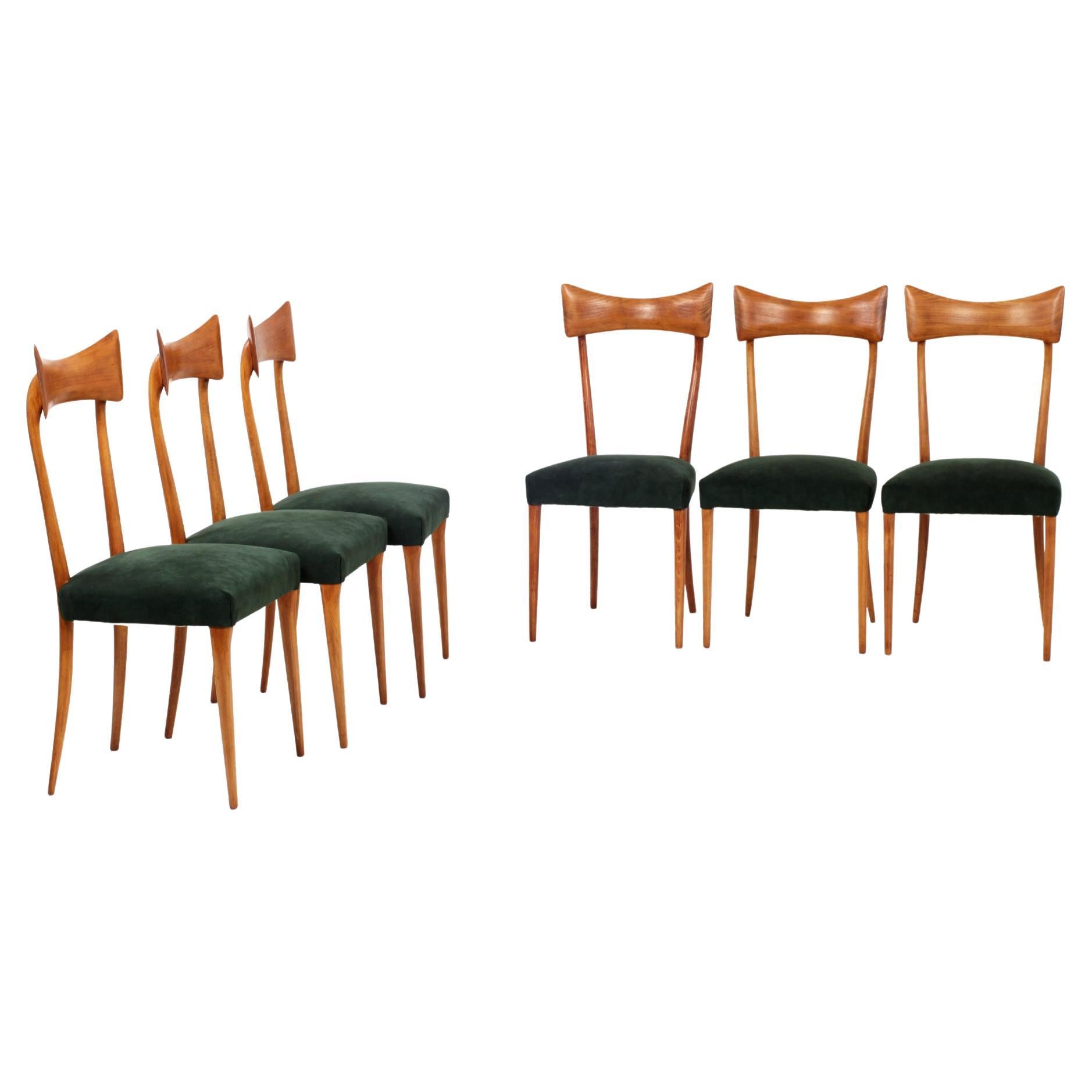 Midcentury Italian Set of 6 Dining Chairs Attributed to Ico Parisi 