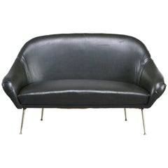 Midcentury Italian Settee with Brass Legs