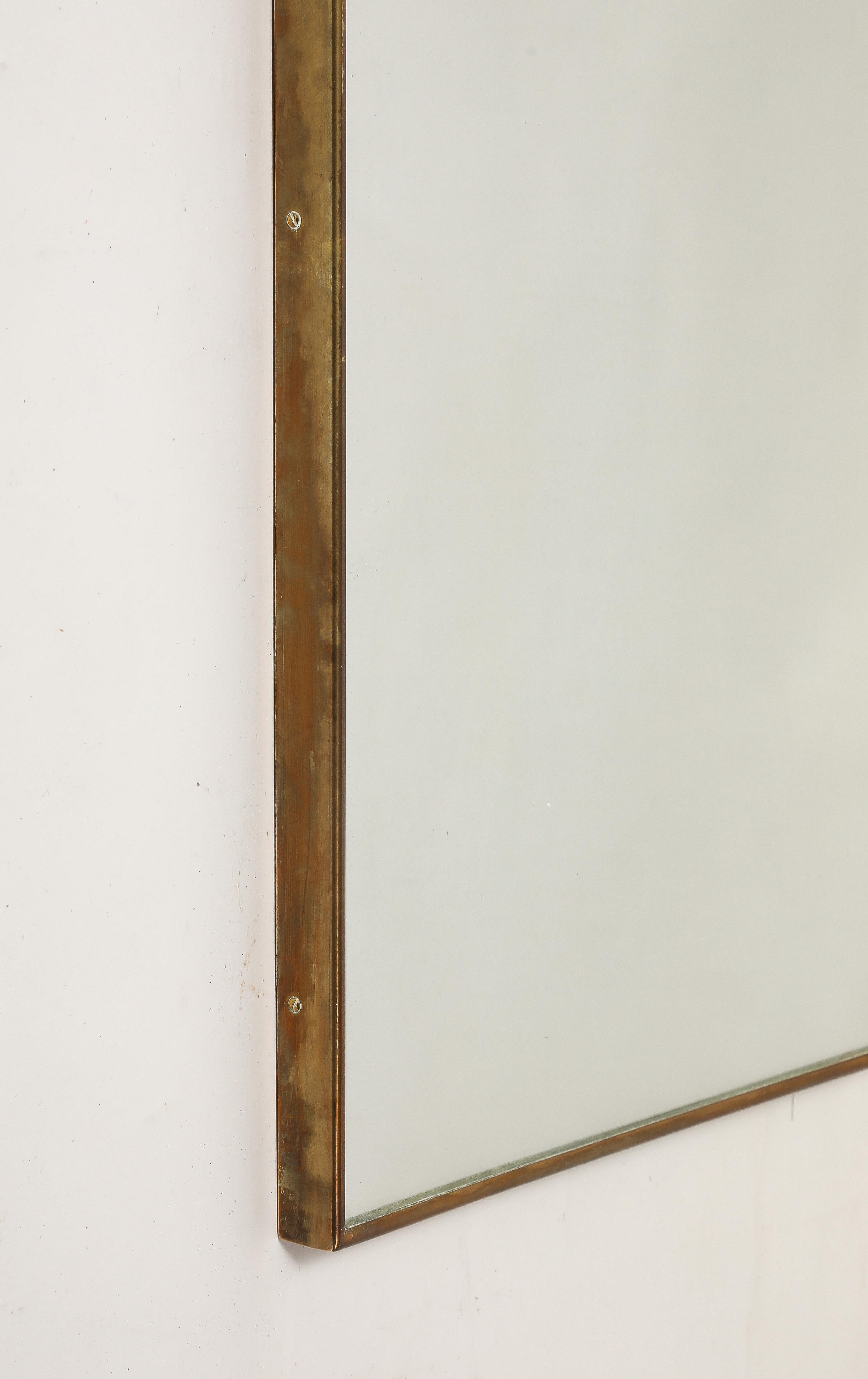Midcentury Italian Shaped Brass Mirror with Brass Decorations, 1950s For Sale 6