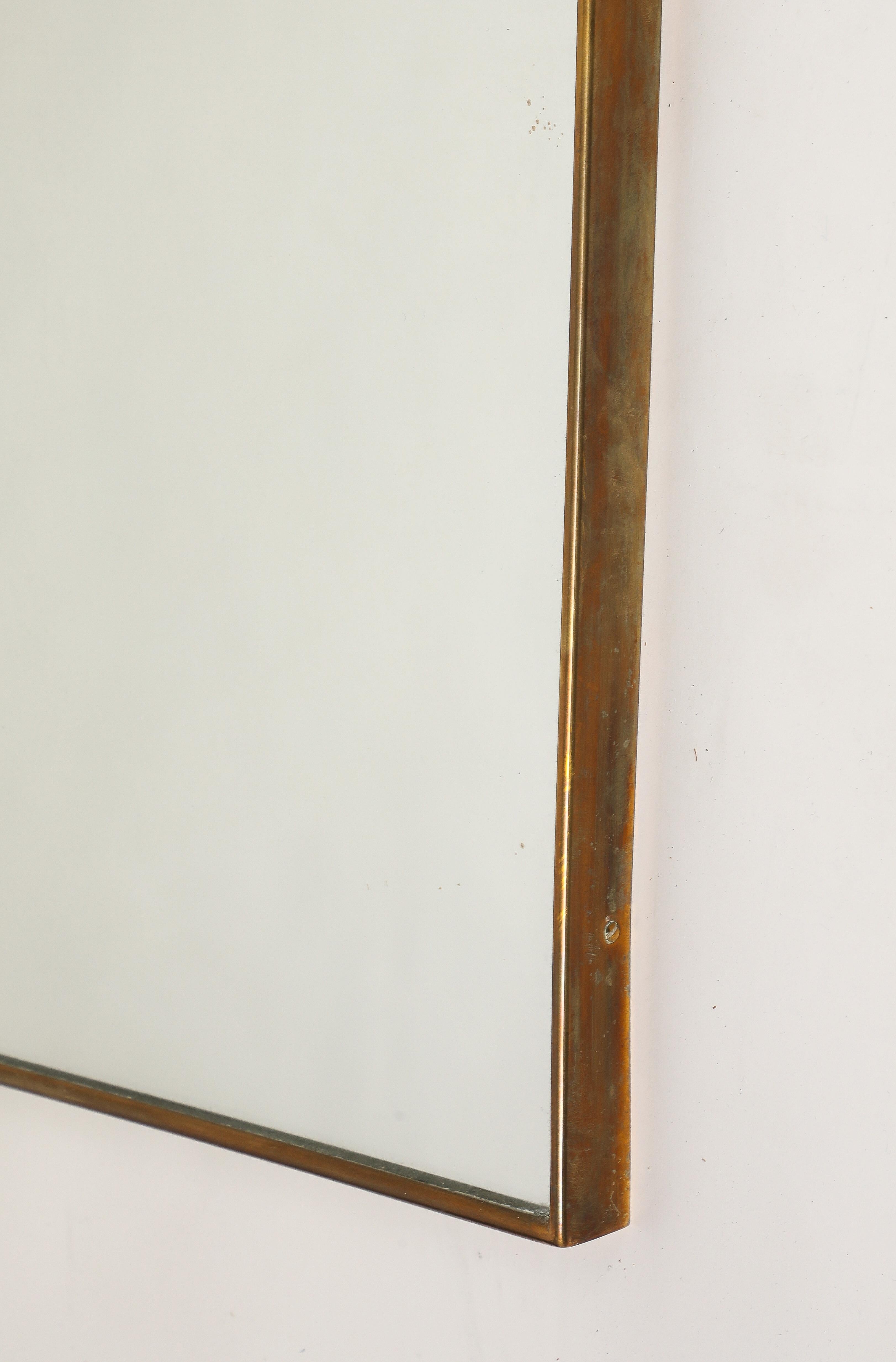 Midcentury Italian Shaped Brass Mirror with Brass Decorations, 1950s For Sale 7