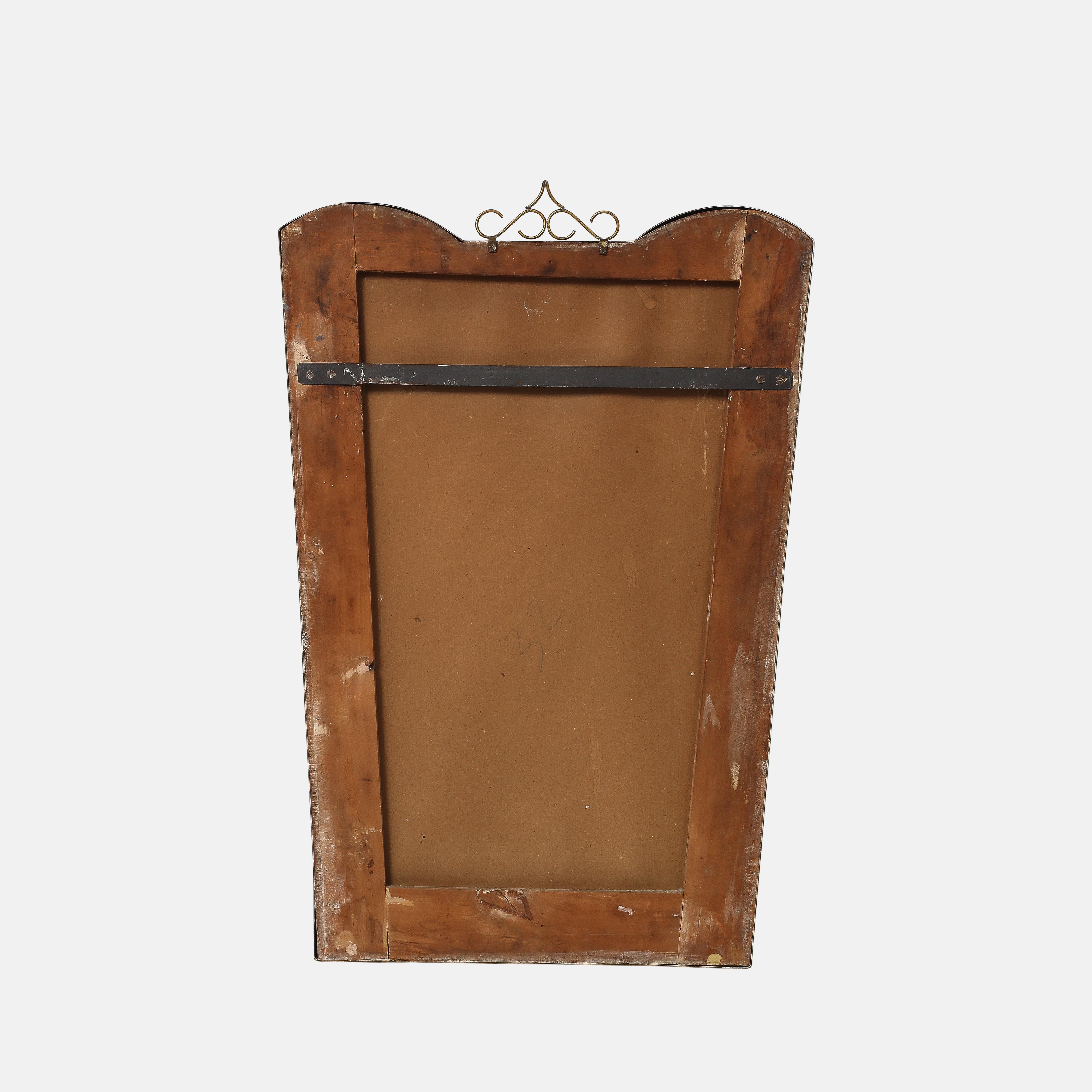 Midcentury Italian Shaped Brass Mirror with Brass Decorations, 1950s For Sale 8