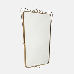 Midcentury Italian Shaped Brass Mirror with Scroll Decorations, 1950s