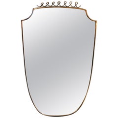 Midcentury Italian Shield Shape Mirror, Italy, 1950s