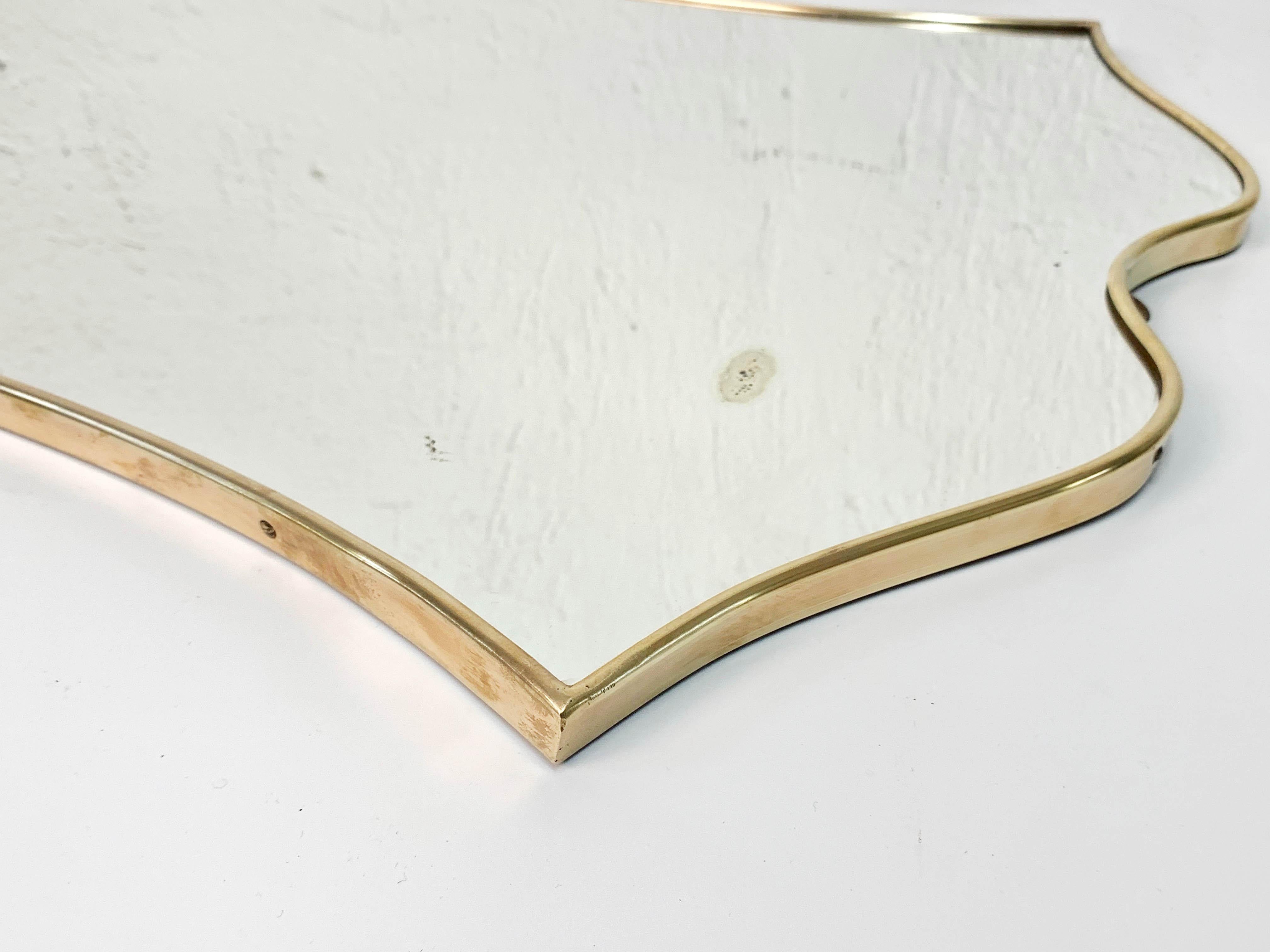 Midcentury Italian Shield Shaped Brass Mirror Attributed to Gio Ponti, 1961 10