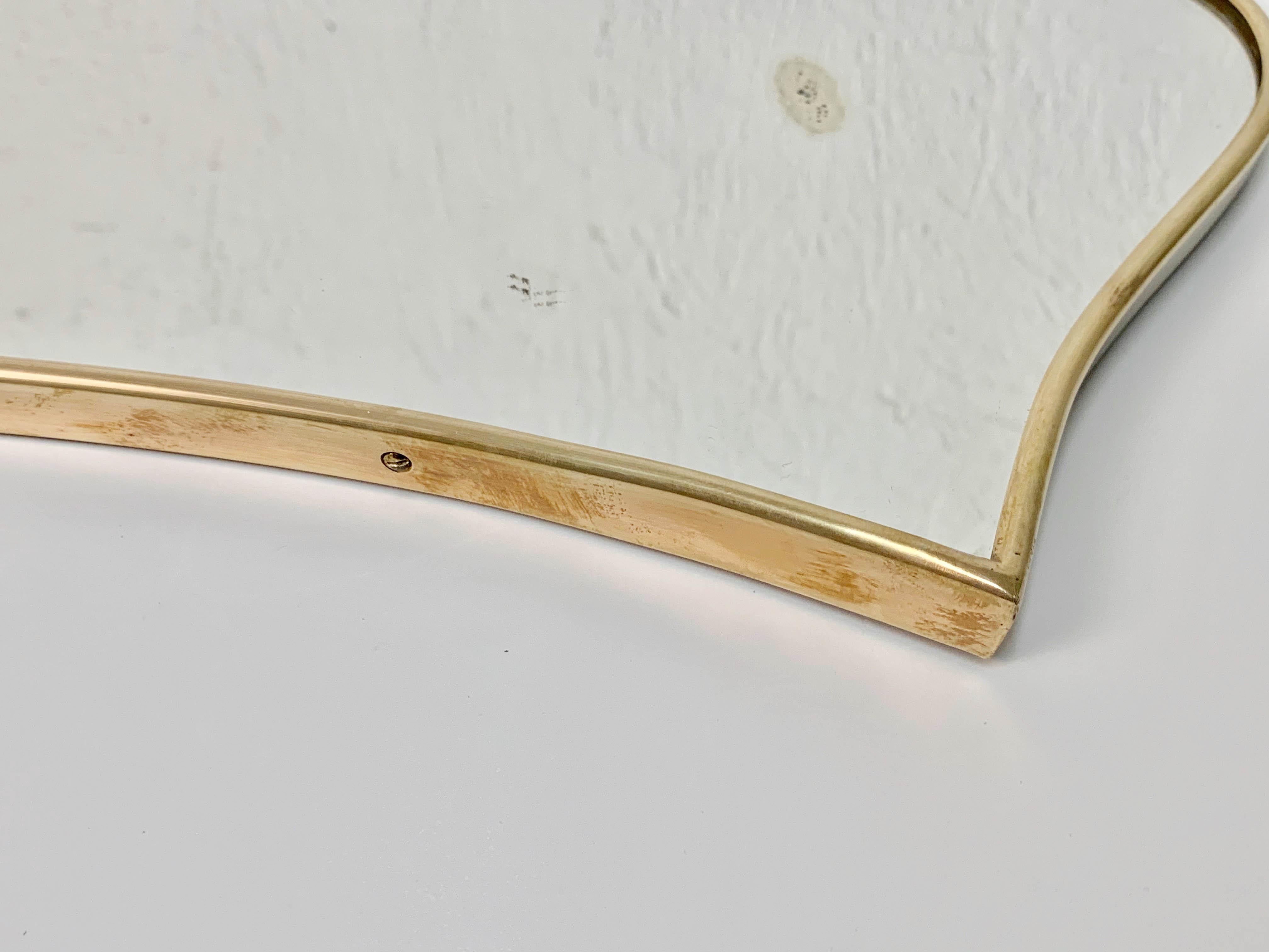 Midcentury Italian Shield Shaped Brass Mirror Attributed to Gio Ponti, 1961 13